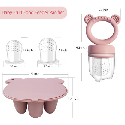 Big Spinach Silicone Freezer Tray Baby Fruit Feeder Food Teething Set Must-Have Pacifiers and Food Storage Containers for Babies 6 Months and Up