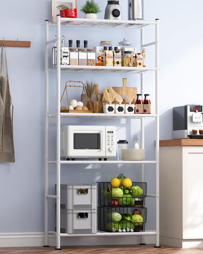 Storage Shelves - 5 Tier Shelf Organizer, Heavy Duty Garage Shelving Unit with Leveling Feet, Stable Metal Shelves Organizer for Pantry, Kitchen and Closet, 33.0" W x 12.6" D x 72.0" H, Black