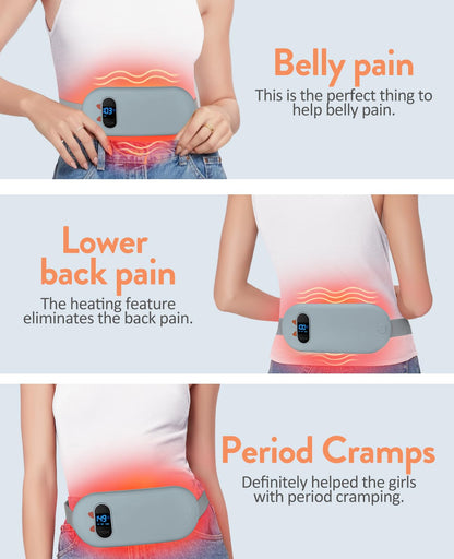Portable Heating Pad for Period Cramps: Cordless Menstrual Heating Pad with 6 Heat Levels and 6 Massage Modes, 3s Fast Heating Gift for Women and Girl(Pink)