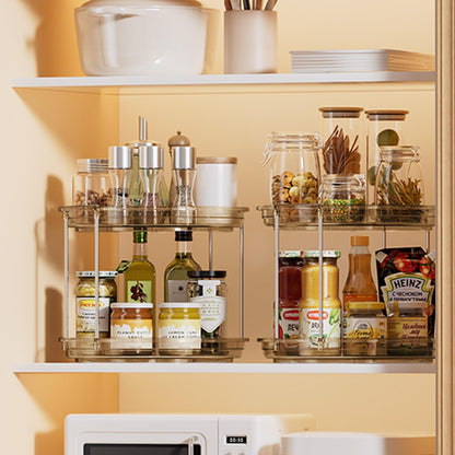 LAMU 2 Tier Lazy Susan Turntable Organizer 9.25'' Rotating Spice Rack Organization for Cabinet, Kitchen, Pantry, Countertop, Bathroom, Vanity, Medicine Cabinet Organizer, Clear