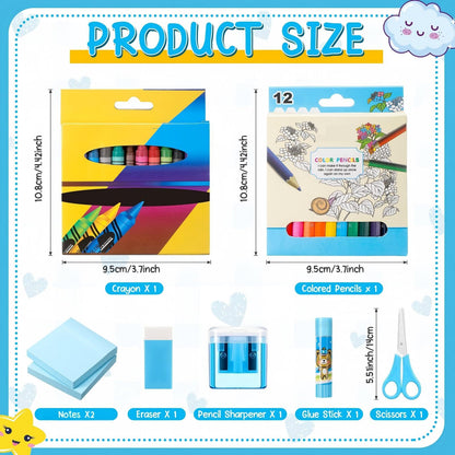 Watersay 48 Pcs School Stationary Set Essentials Bundle Include Folders Notebooks Rulers Scissors Pencils Pens and Much More Back to School Gifts for Students(Blue)