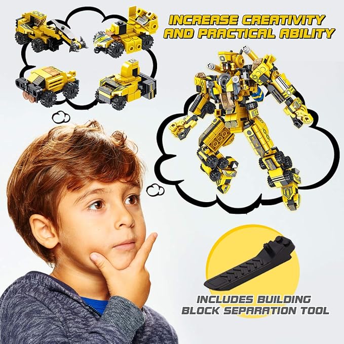 Robot Building Toys for 6 7 8 9 10 11 12 13 14 Years Old Kids | 25-in-1 Construction Blocks Sets for Robot or Trucks Christmas Birthday Gifts for Age 6-8 7-9 8-14 yrs Boys