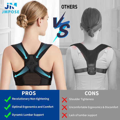 JMPOSE Posture Corrector for Back Support: Adjustable Shoulder Posture Brace for Men and Women (Small/Medium)