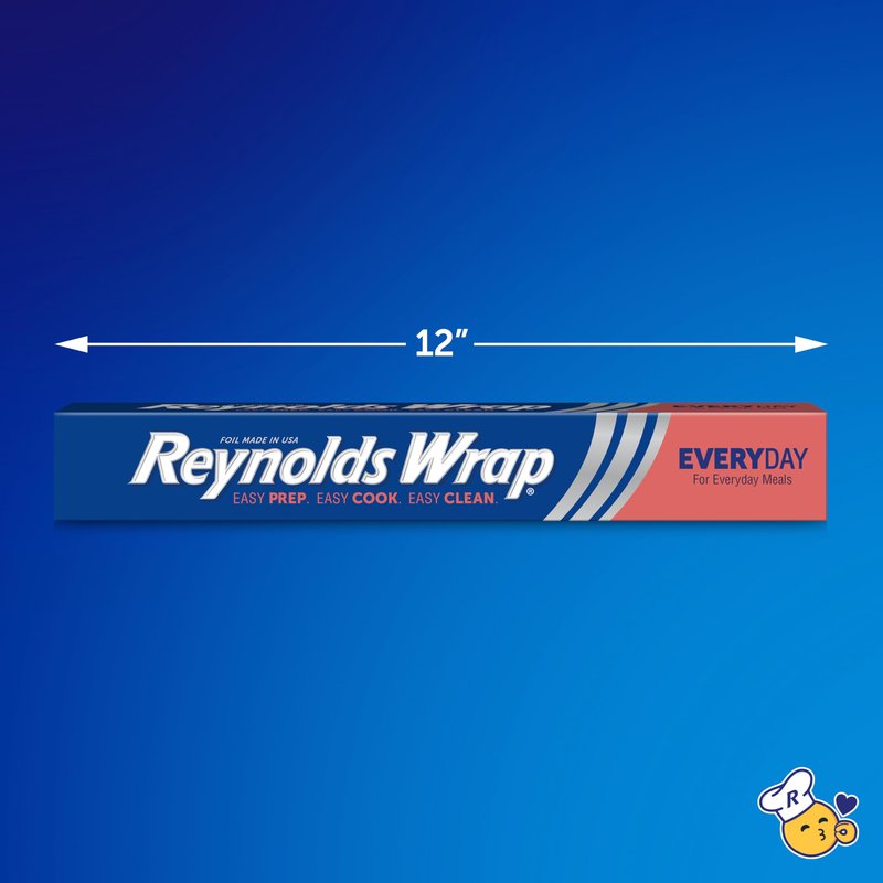 Reynolds Wrap Everyday Strength Aluminum Foil Roll, Freezer Safe and Grill Safe, Great for Foil Packets and Home Cooking, 12 Inches Wide, 30 Total Sq. Ft.