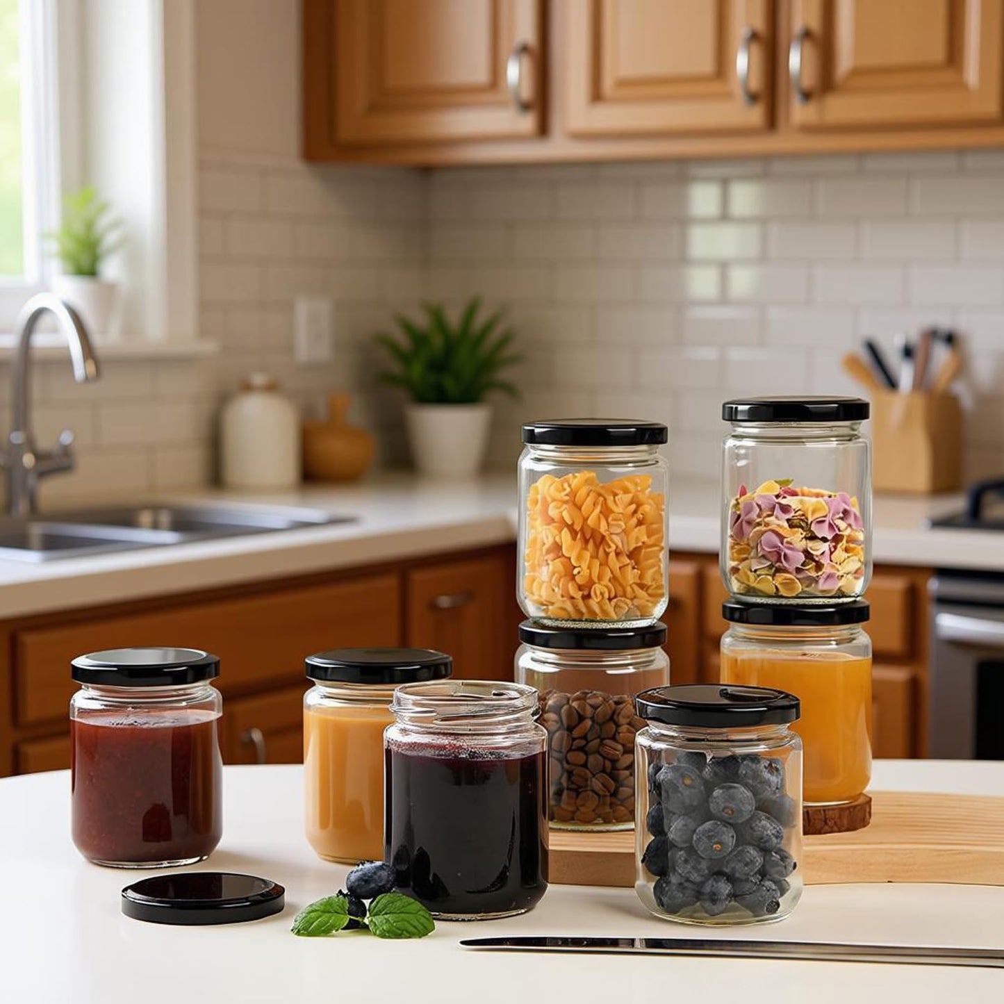 BPFY 24Pack 12oz Glass Jars with Lids, 350ml Clear Candle Jars for Making Candles, Reusable & Dishwasher Safe Manson Canning Jar Bulk for Jam, Jelly, Honey, Pickles, Spice