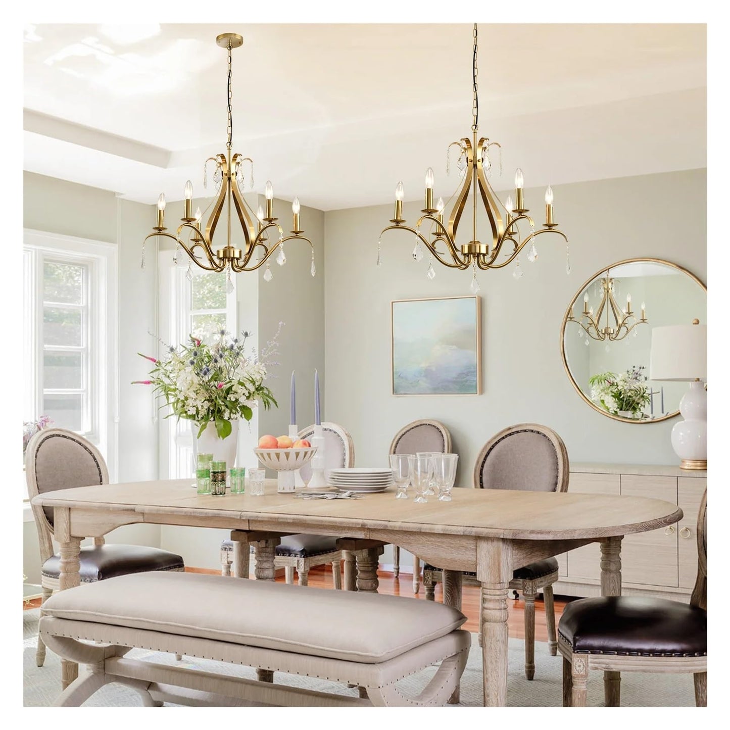 Modern Chandelier for Dining Room Living Room K9 Crystal Pendant Lighting Candle Chandeliers Home Decoration Light Fixtures,Comfortable Lighting