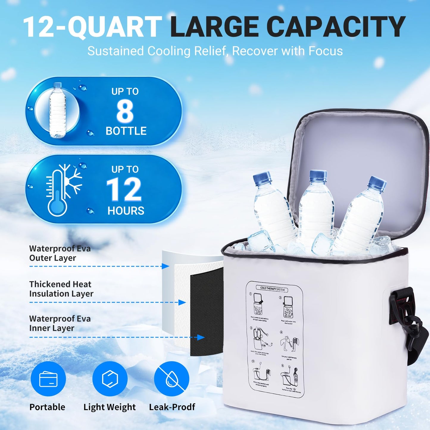 Ice Machine for Knee After Surgery - Programmable Timer Cold Therapy Machine, Portable, Quiet Pump, 12H Cooling, Knee Replacement Recovery System, Cryotherapy Pain Relief & Swelling, ACL Recovery