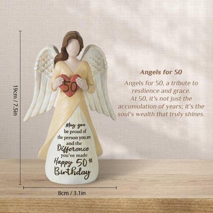 Storieme 50th Birthday Gifts for Her Women: Happy Birthday Gift for Friends Besites Sisters Daughter Mom 50 Year Old Woman Birthday Angel Figurine