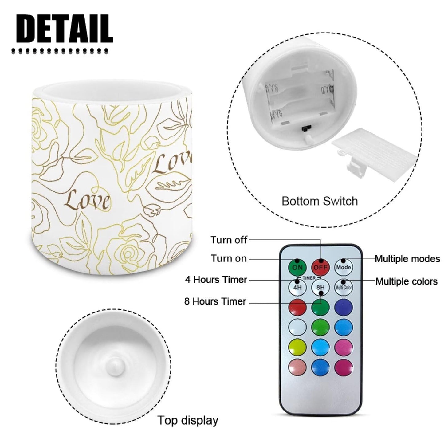 Cozeyat Gold Rose Wedding Reception LED Candles Set of 4 Battery Powered Flameless with Remote Timer Flickering Flame Waterproof for Home Garden Decoration