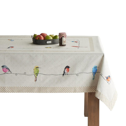 Maison d' Hermine Table Cloth Rectangle Table 100% Cotton 70 x 120 Inches Tablecloth Reusable Decorative for Dining Kitchen Room Farmhouse Home Gifts for Mothers Day Spring Summer - Birdies on Wire