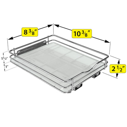 LYNK PROFESSIONAL® Pull Out Spice Rack Organizer for Inside Kitchen Cabinets - 4-1/4 inch Wide - Slide Out Drawer – Chrome Sliding Spice Cabinet Organization Shelf Racks - 2 Tier