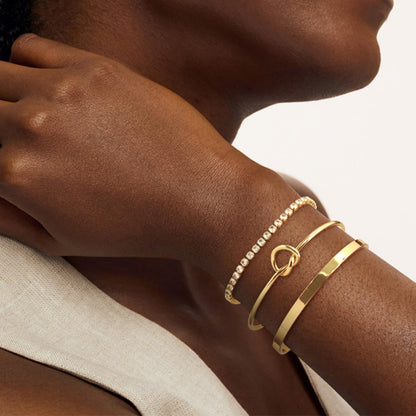 Zalcon Gold Stack Bangle Cuff Bracelets for Women Non Tarnish 14K Gold Plated Tennis Bracelet Set Jewelry for Women Trendy