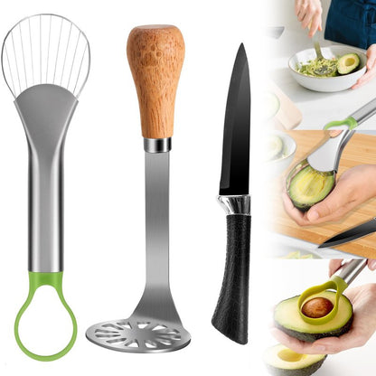 OERPHO Avocado Slicer Tool 3 in 1, Stainless Steel Avocado Cutter Tool Set, Avocado Masher & Avocado Peeler Tools, Multi-Function Avocado Smasher Tools for Slicing, Scooping and Pit Removal