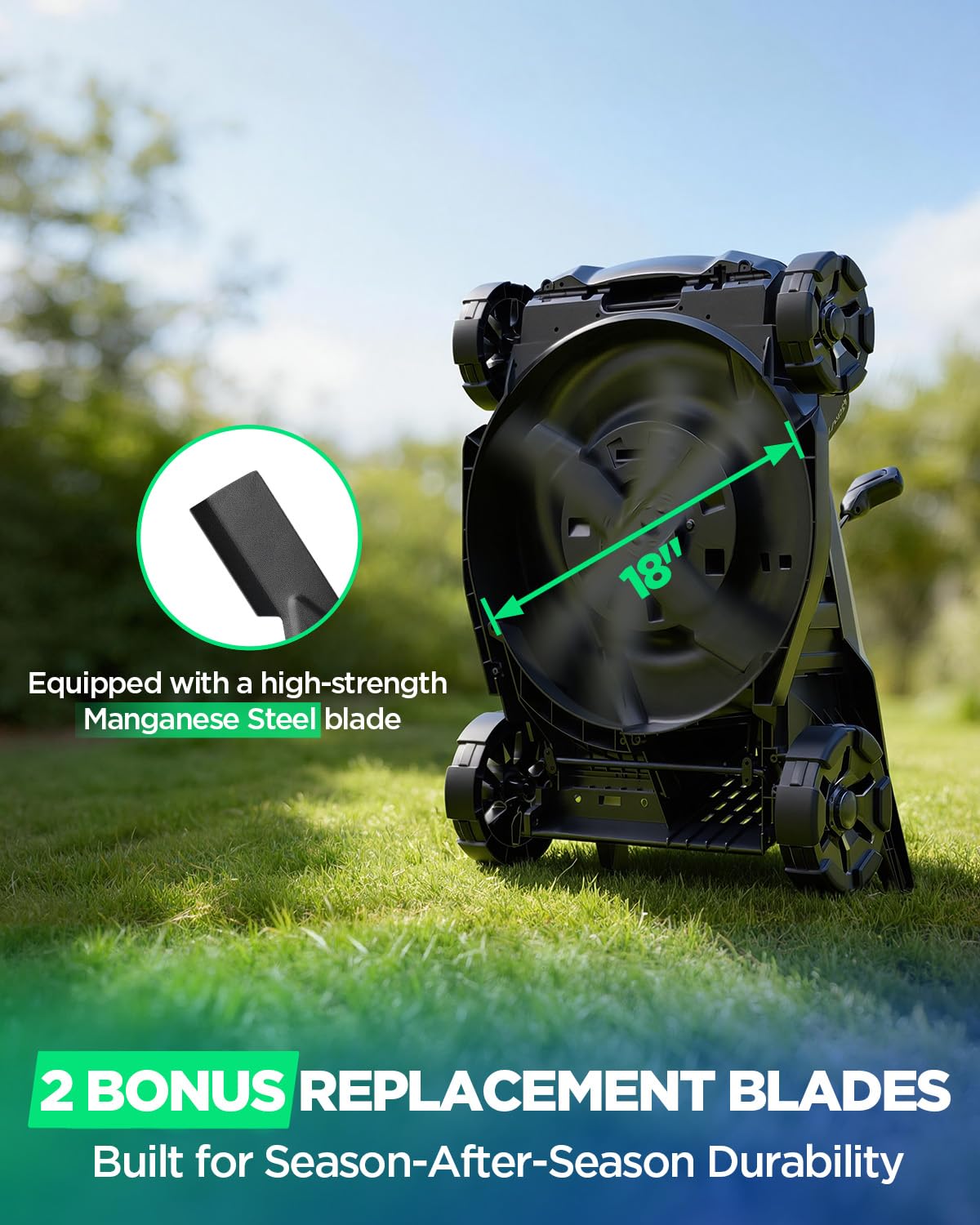 18" Electric Lawn Mower, 40V Cordless Lawn Mower with 2x8.0Ah Batteries & Charger, Brushless Motor, 2-in-1 Mulching & Bagging, 6-Position Height Adjustment, for Medium Yards