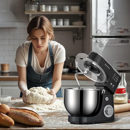 Electric Stand Mixer, 4.5QT 6-Speeds Electric Food Cake Mixer, 800W Dough Mixer Tilt-Head Electric Stand Up Mixer with Stainless Steel Bowl, Dough Hook, Mixing Beater and Whisk, Splash Guard, Black