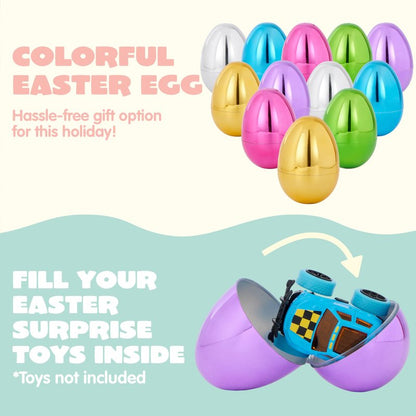 JOYIN 3.15" Metallic Easter Eggs, Shinny Plastic Eggs Colorful Bulks for Easter Hunt, Filling Treats, Easter Basket Stuffers, Classroom Prize Supplies, 48PCS