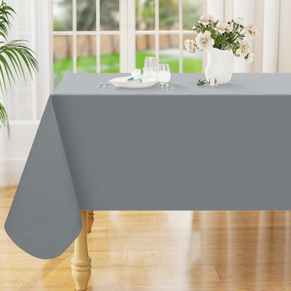 Smiry Rectangle Table Cloth 60x120 Inch, Waterproof Wipeable Vinyl Tablecloths Protector, Oil Spill Proof Plastic Table Cover for Dining, Picnic, Camping, Outdoor, Grey