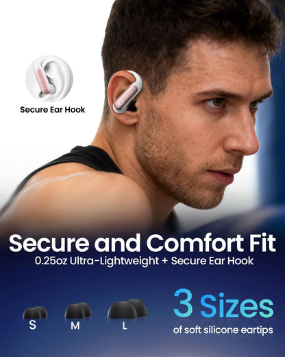 LEEMC Wireless Earbuds, Bluetooth Headphones 6.0, Ear Buds with Touch Screen, ANC ENC Noise Cancelling, 40H Bass Stereo Sound Over-Ear Earphones for iOS, Android, Sports,Workout, Rosegold