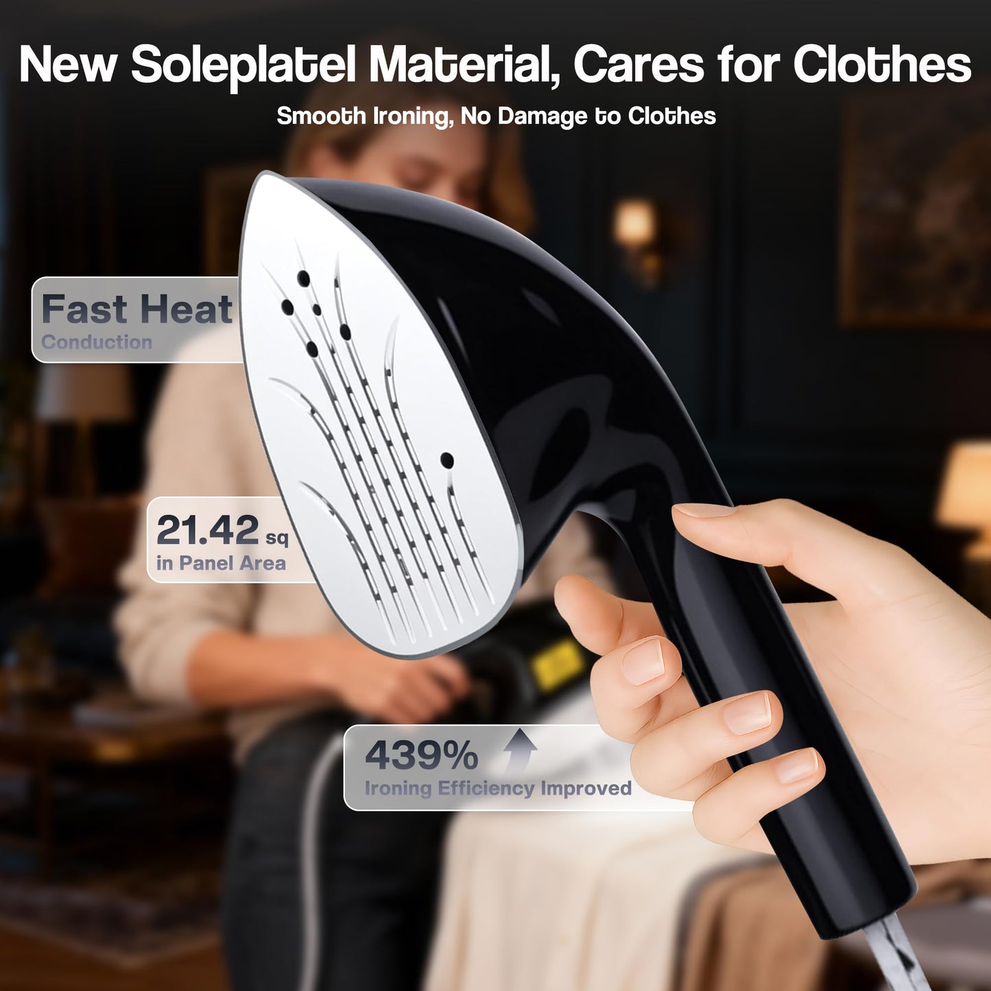 MOMOKOVA Standing Garment Steamer with Dry Ironing, 2000W Powerful Steamer for Clothes with with Flat & Slant & Hanging Iron Options,3 Steam Modes, 25s Fast Heat-Up, 2.2L Water Tank (Black-Silver)