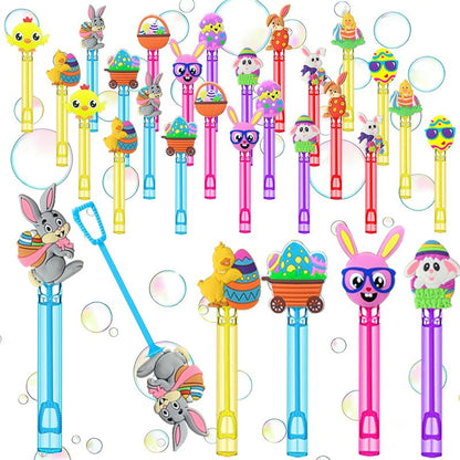 24 Pcs Easter Bubble Wands - Bunny, Chick & Easter Egg Themed Bubble Makers, Piñata Stuffers & Goodie Bag Fillers for Easter Party Favors, Egg Hunt Supplies & Spring Outdoor Activities