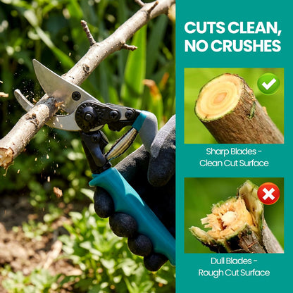 S2U Pruning Shears Heavy Duty - SK5 Carbon Steel Garden Shears for 4/5" Branches, Ergonomic Rotating Handle Tree Trimmers with Extra Blade, Spring & Safety Lock, Professional Hand Pruners & Snips