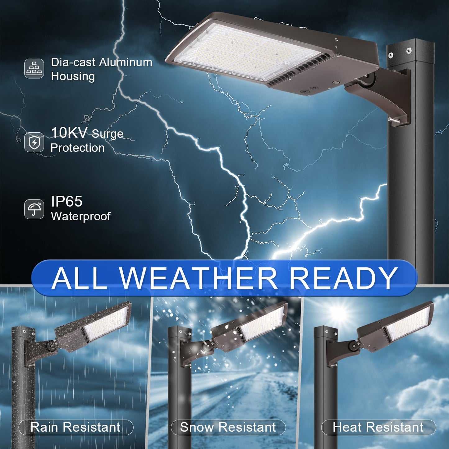 480V 150W LED Parking Lot Light, 5000K 21000LM [Eqv. 600W HPS] LED Shoebox Light with Direct Arm Mount, Dimmable Outdoor Street Area Lighting, IP65 10KV Surge Protection, AC277-480V