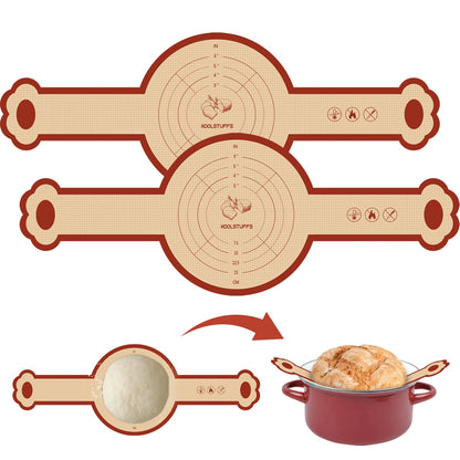 Koolstuffs Silicone Sourdough Bread Sling Mat for Dutch Oven, 2 Pack Non-Stick & Easy Clean Reusable sourdough mat, Easy and Stable to Transfer Sourdough Bread, Round