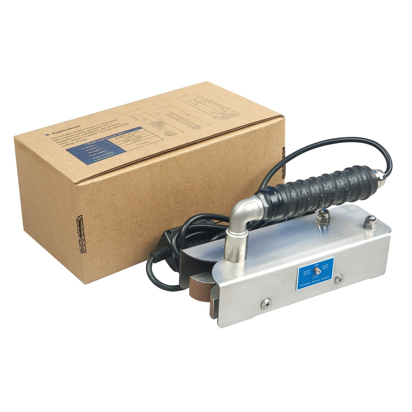 Continuous Hand Rotary Bag Sealer Model ROS-25 Stainless Steel Portable Directly-heated Hand Held Sealer For Industrial,Cement Cowhide Bag