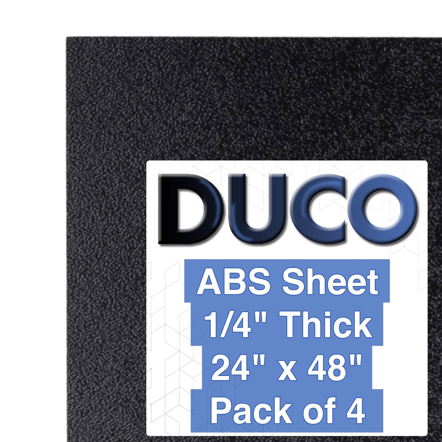Duco ABS Plastic Sheet 1/4" (6mm) Thick 24" x 48" - 4 Pack of USA-Made Textured & Matte ABS Black Sheet - Heat Moldable Plastic Panel for Home Decor, Crafts, Robotics, DIY Projects and Industrial