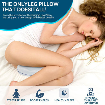 QISHFEN Knee Pillow for Side Sleepers Hip Pain Memory Foam - Leg Pillow for Side Sleeping Back, Sciatica, Knee Pain Relief - Side Sleeper Pillows with Washable Cover (2 Pack)