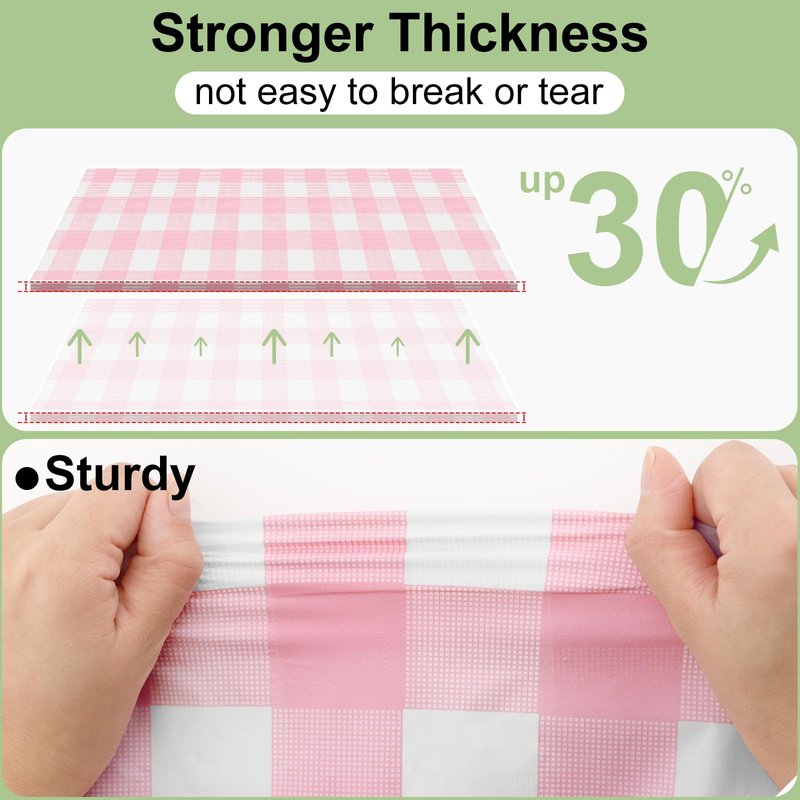 misaya 4 Packs Buffalo Disposable Table Cloth, 54 x 108 Inch Waterproof Plastic Tablecloth, Rectangle Pink and White Checkered Table Covers for Picnic, Birthday, Party, Mother's Day