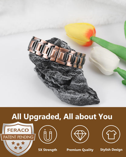 Feraco Copper Magnetic Therapy Bracelets for Men with 5X Strength 5000 Gauss Magnets,99.99% Cooper Bracelet