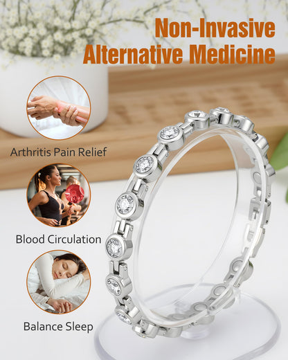 Jecanori Magnetic Bracelets for Women, Stainless Steel Magnetic Bracelet with Neodymium Magnets & Sparkling Crystals, Ideal Gifts