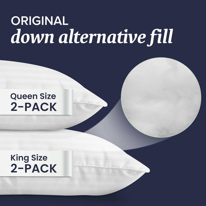 Beckham Hotel Collection King Size Bed Pillows - Set of 2 Down Alternative for All Sleep Positions