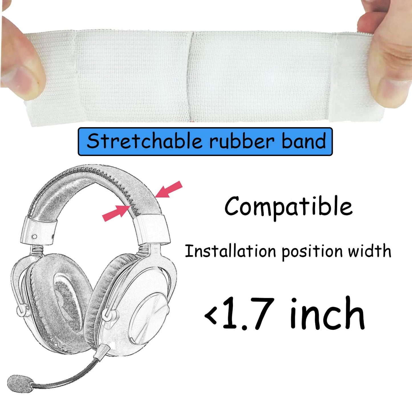 RUKUHOT Cute Bunny Ears Headphone Attachment,Adjustable Straps Fit Logitech G PRO HypreX Cloud/Cloud Flight Headphones,Cosplay Funny Rabbit Ears Universal for Gaming Headset,(Headphones not Included)