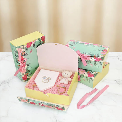 ZAVOOS 20 Pack Gift Boxes with Lids, 10.6 x 7.8 x 3.1 Inch Paper Floral Bridesmaid Proposal Box with Ribbon, Large Decorative Treat Boxes for Presents, Spring Wedding, Birthday, Mother's Day