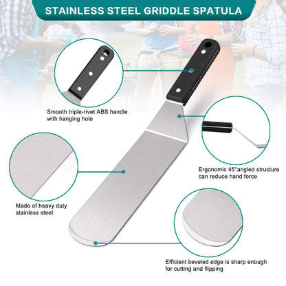 Griddle Accessories for Outdoor, Leonyo 20 Pcs Grilling Accessories, BBQ Tool Set with Griddle Grill Spatula with Smash Burger Kit, Enlarged Spatulas, Metal Scraper for Flat Top Grill Camping