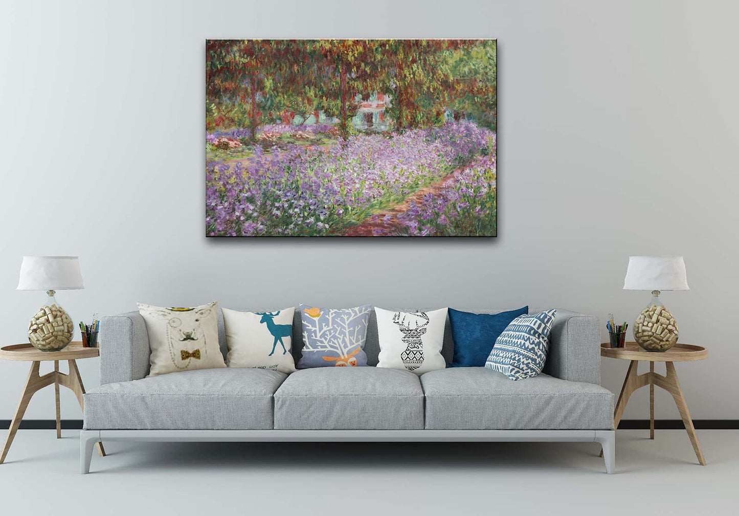 Irises in Monet's Garden, 1900 by Claude Monet - Large Canvas Art Bathroom Wall Decor Painting Print Framed for Living Room Bedroom Home Kitchen Decorations 24" x 36"