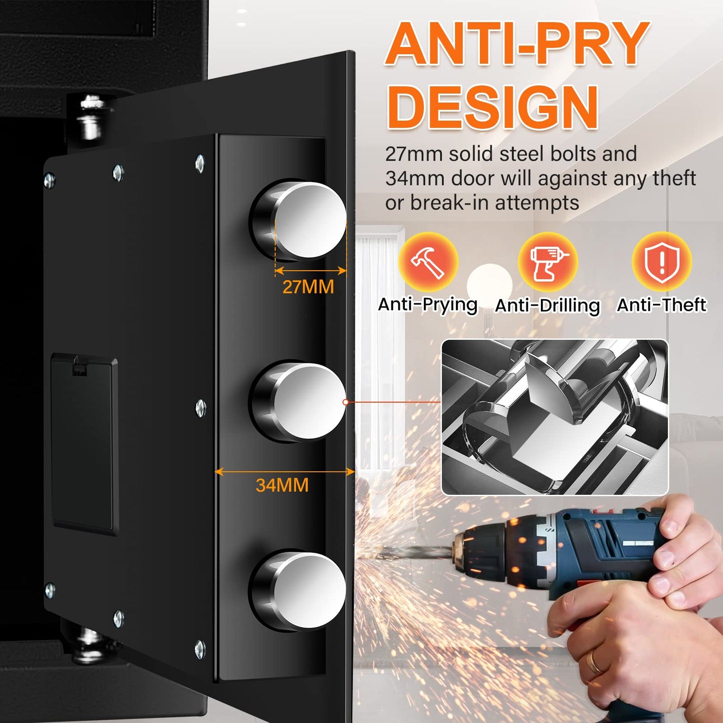 2.8 Cuft Depository Safe with Drop Slot, Anti-Theft Cash Drop Safe with Digital Keypad, Heavy Duty Drop Slot Safes with LCD Display, Drop Commercial Safe for Business Mail Church