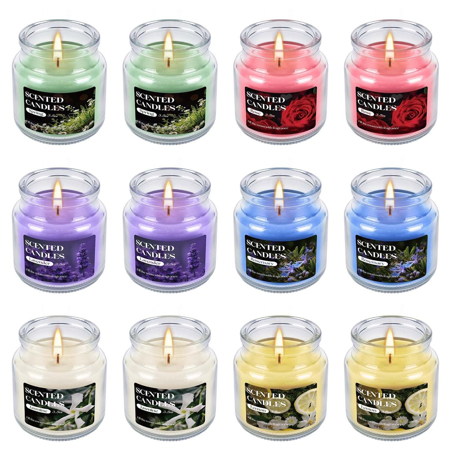 CLTNIKET 12-Pack 3.5oz Scented Candles Gift Set - Natural Soy Wax, Cotton Wick Aromatherapy Candles, Six Different Fragrances for Home Decor & Perfect Summer Gifts.