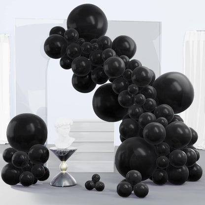 PartyWoo Black Balloons - 140-Piece Arch Kit with Various Sizes for Baby Showers, Birthdays & More