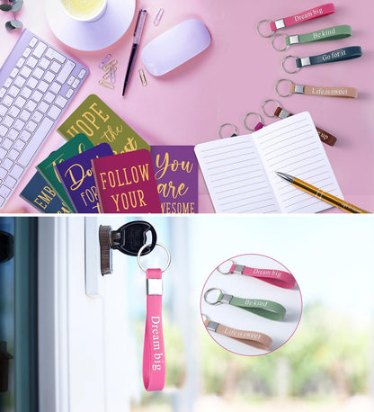 PerKoop 48 Pcs Inspirational Gifts Set Inspirational Quote Notepads 3 x 5 Inch Motivational Ballpoint Pens Keychains Bulk Colorful Journal Notebooks for School Office Party Favor Supplies