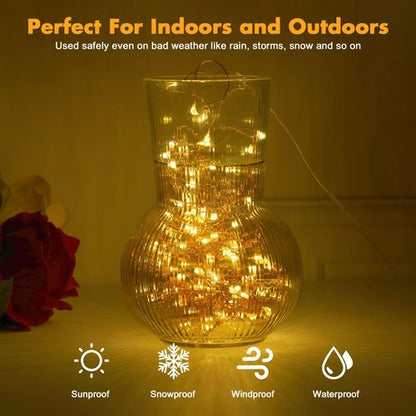 Edew Fairy Lights Plug in, 99ft 300 LED Fairy Lights Warm White Copper Wire Waterproof Starry String Lights for Indoor Outdoor Patio Garden Bedroom Wedding Christmas Festival Decoration