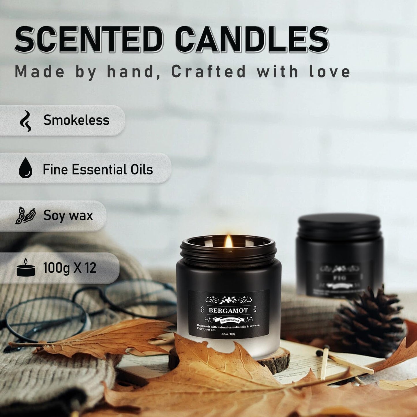 12 Pack Scented Candles Gift Set for Men Women - 3.5oz Soy Blend Jar Candles, 150+ Hours Long Lasting Aromatherapy Candle, Gifts for Mom Dad Husband Boyfriend, Mother's Day Birthday Valentine Christma
