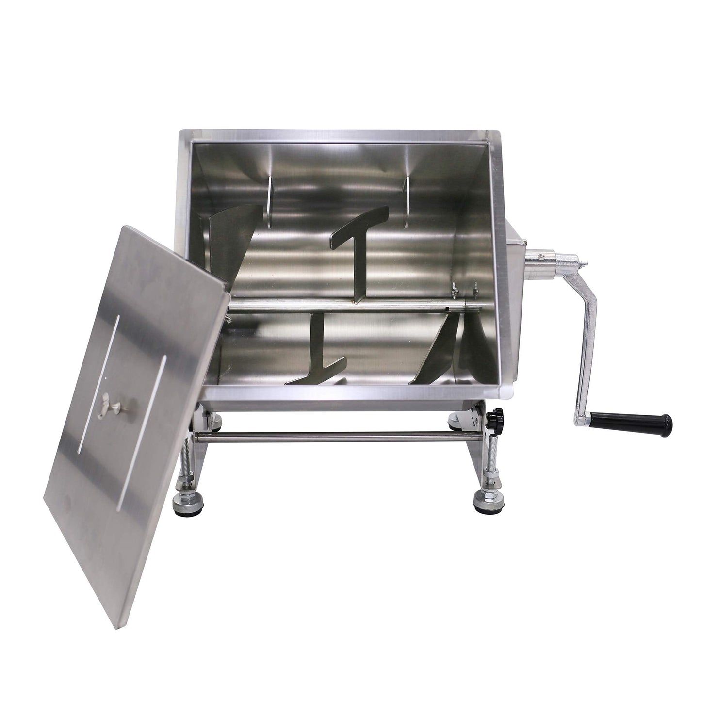 CMI Commercial Tilting Mixer Stainless Steel Manual Meat Mixers with Lid, 35Lb/20L Tilt Tank,(Mixing Maximum 35Lb for Meat),Sausage Mixer Machine Meat Processing Equipment(20L/35Lb-Tilt Tank(Gear))
