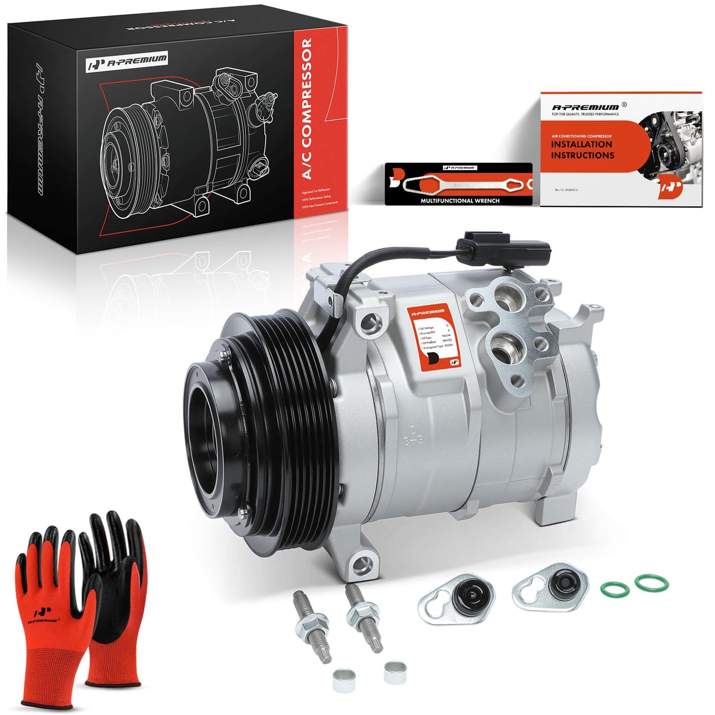 A-Premium A/C Compressor with Clutch Compatible with Chrysler 300 2007-2010, Dodge Charger Challenger 2009-2010, Magnum 2007-2008, 3.5L 4.0L