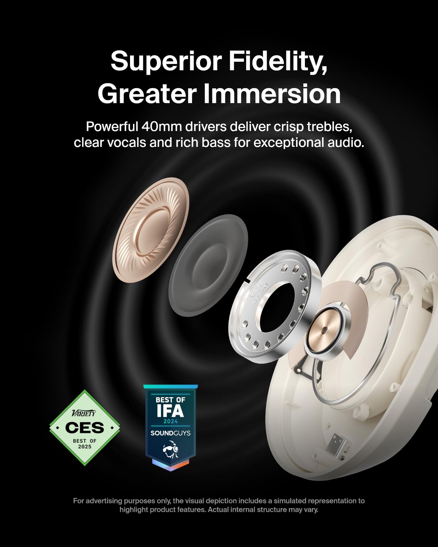 Belkin SoundForm Isolate Bluetooth Over-Ear Headphones - Hybrid Active Noise Cancelling Headphones - Wireless w/ 60H Playtime, Fast Charging & CloudCushion Ear Cups for Travel, Home, or Office - Sand