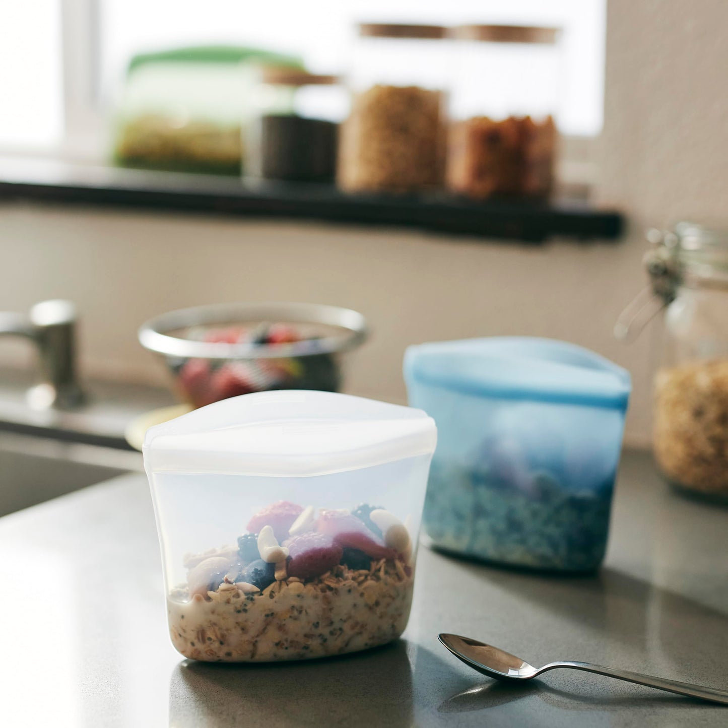 Stasher Premium Silicone Reusable Food Storage Bowl, Clear, Microwave, Sous Vide, Dishwasher, Oven and Freezer Safe, BPA Free, Leak-free, Eco-friendly, 4-Cup Bowl