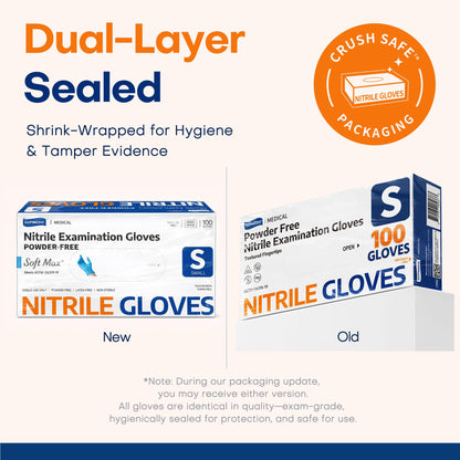 Supmedic Nitrile Exam Glove, 3.5 mil Disposable Medical Gloves Powder-Free Latex-Free Food Safe Cleaning Cooking,1000 pcs Blue (Small)