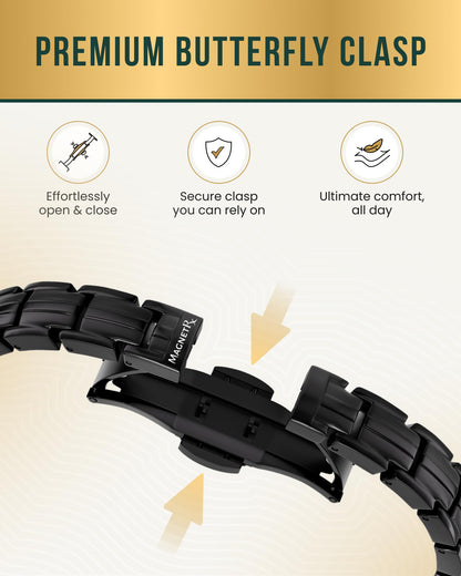 MagnetRX® Magnetic Bracelets for Women - EllipseMAX 5X Strength 5,000 Gauss Magnets - Designed in USA & PATENT PENDING - Premium Titanium Womens Magnetic Bracelet & Adjustable Length (Black)